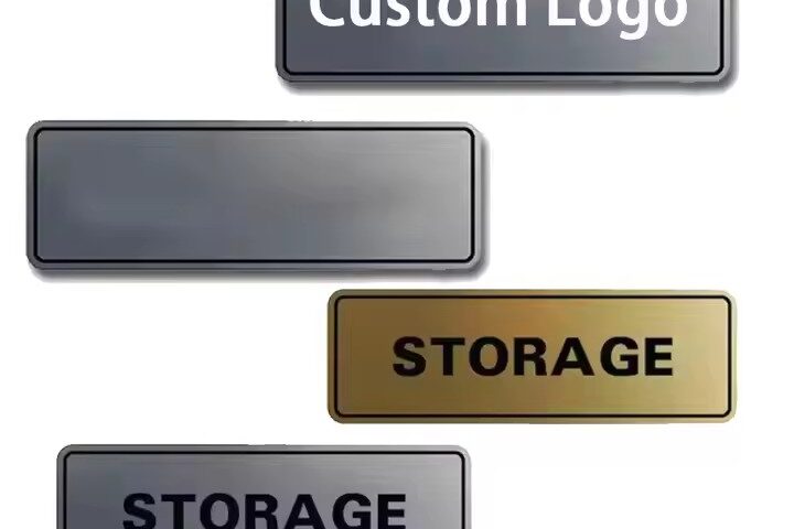 Custom stainless steel door nameplate with brand engraving