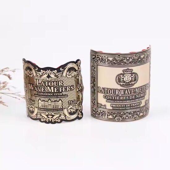Custom Embossed Curved Aluminum Wine Label for Bottle Packaging