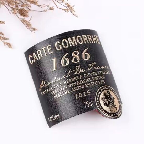 Custom Embossed Curved Aluminum Wine Label for Bottle Packaging