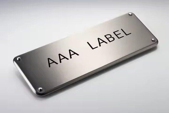 Stainless steel durable nameplate for equipment and consumer products
