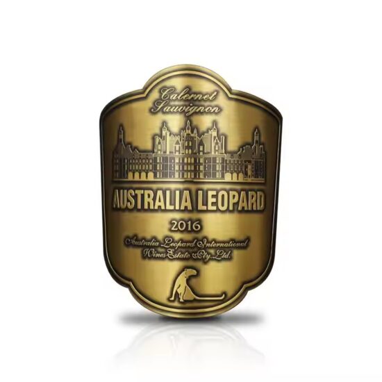 Premium waterproof embossed metal wine label with custom design