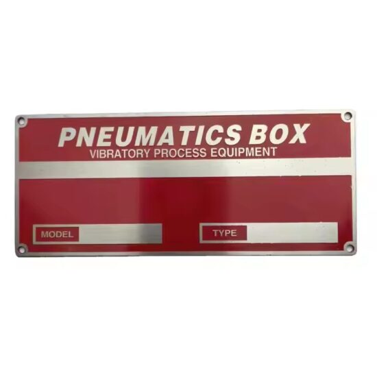 Custom metal nameplate for industrial machines