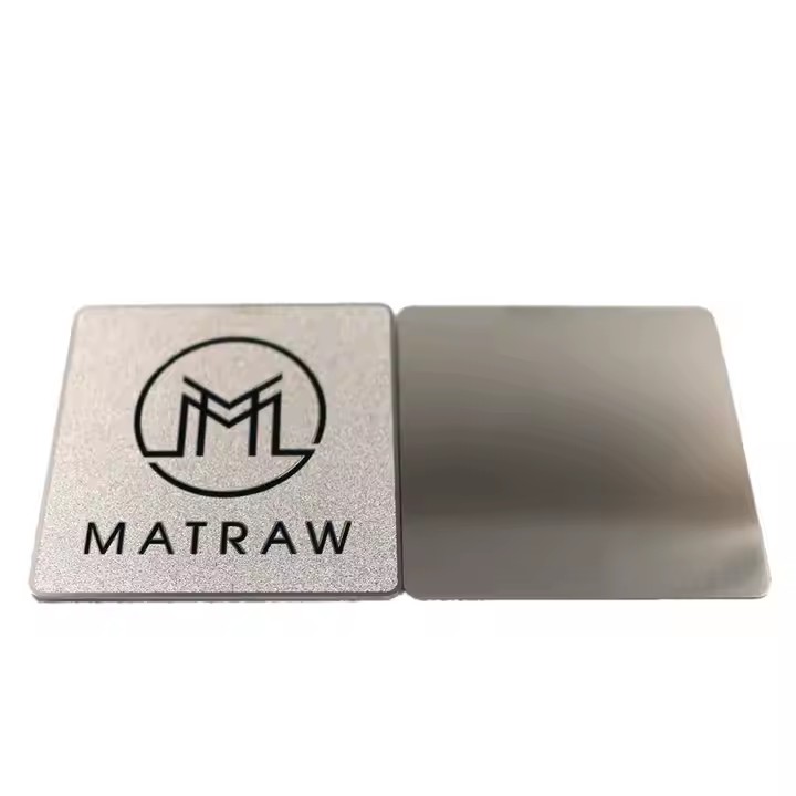 Custom silver matte metal nameplate for furniture