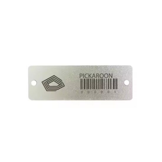 Custom aluminum barcode metal asset tags with adhesive or hole mounting