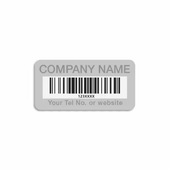 Custom aluminum barcode metal asset tags with adhesive or hole mounting