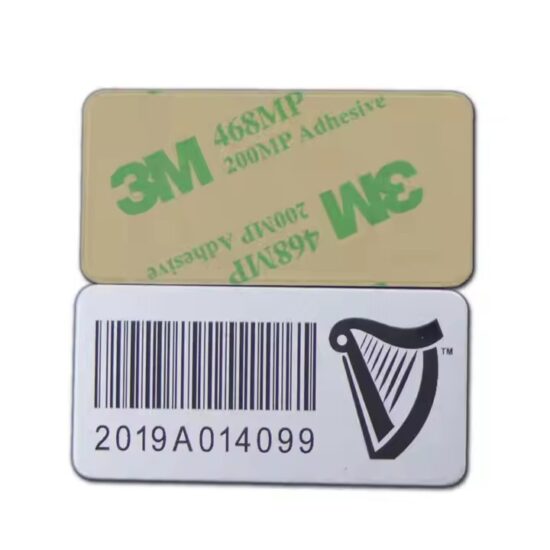Custom laser engraved barcode metal tags with serial numbers for equipment