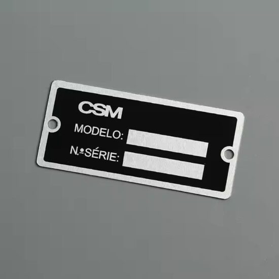 Custom engraved metal nameplate for industrial machines