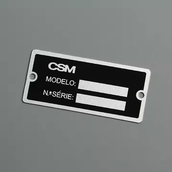 Custom engraved metal nameplate for industrial machines