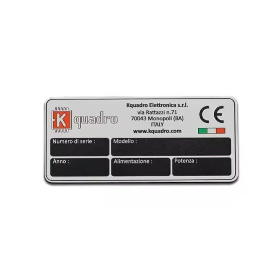 Custom engraved metal equipment identification nameplate