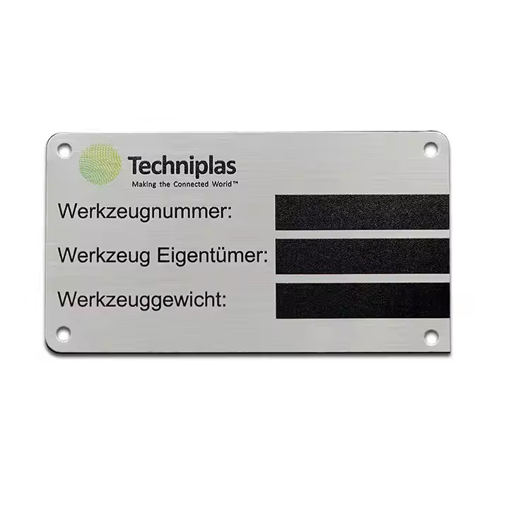 Custom engraved metal equipment identification nameplate