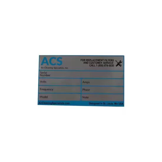 Custom engraved aluminum nameplate for industrial equipment