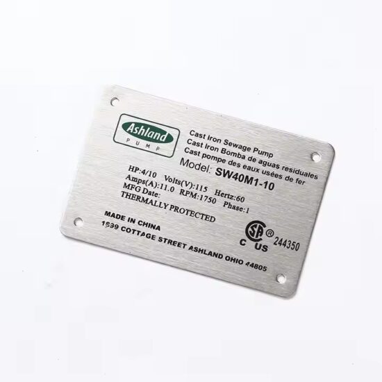 High-quality custom printed metal nameplate for industrial equipment