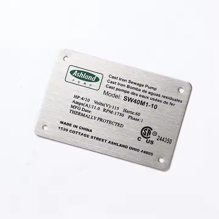 High-quality custom printed metal nameplate for industrial equipment