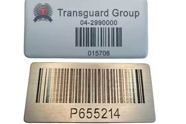 Custom adhesive stainless steel barcode and QR code asset metal tags
