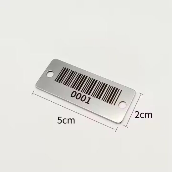 Custom laser-engraved stainless steel barcode metal tags for industrial use