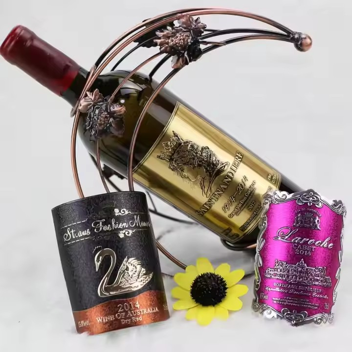 Custom embossed aluminum wine label for premium packaging