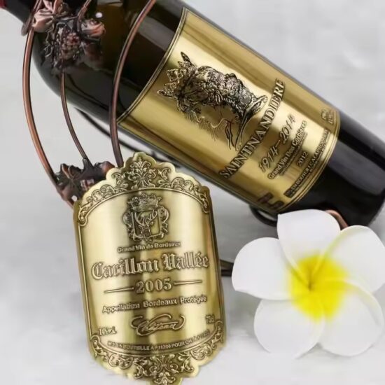 Custom embossed aluminum wine label for premium packaging