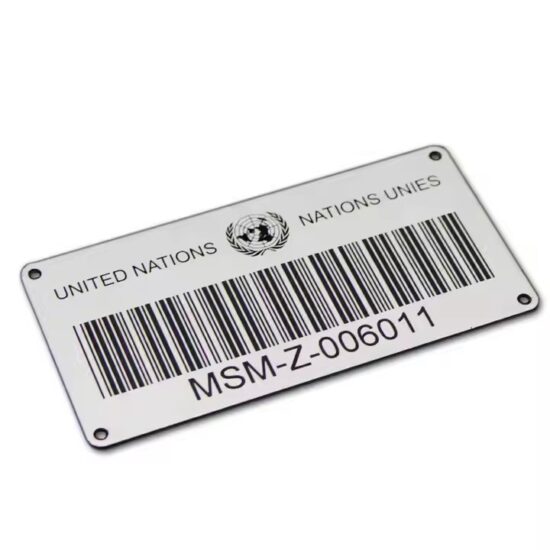 Custom aluminum barcode metal tag with durable laser engraving