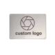 Custom brushed metal nameplate with laser-engraved details
