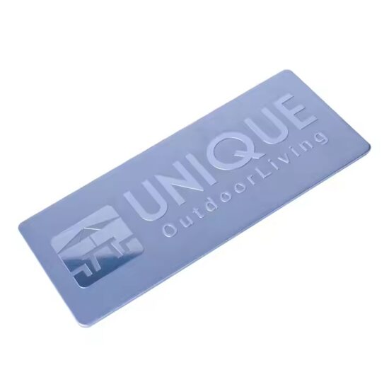 Custom 3D embossed metal nameplate with logo and branding