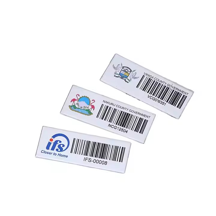 Custom aluminum QR code and barcode metal tags for asset tracking