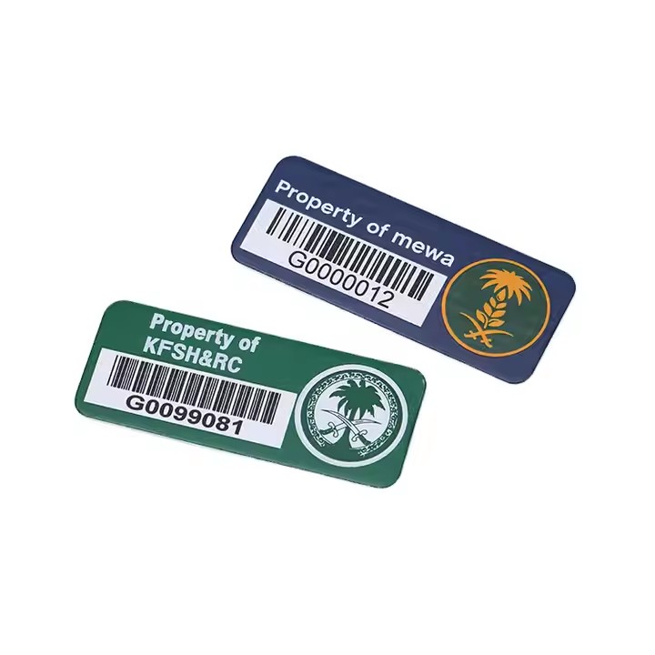 Custom aluminum QR code and barcode metal tags for asset tracking
