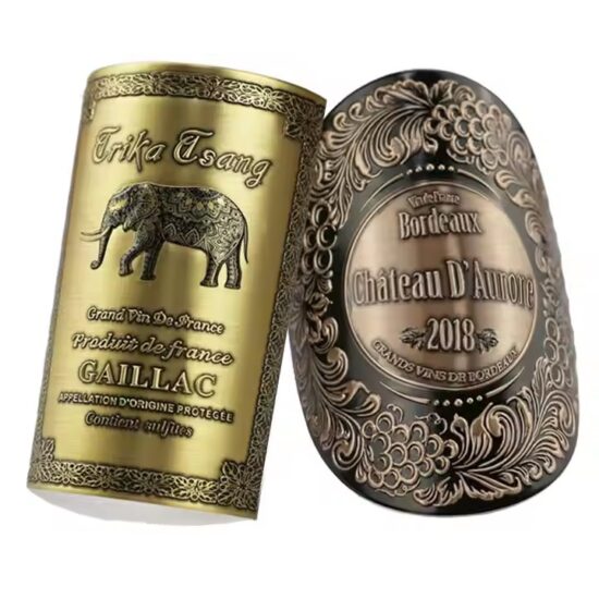 Luxury Curved Waterproof Aluminum Wine Label with Custom Engraving