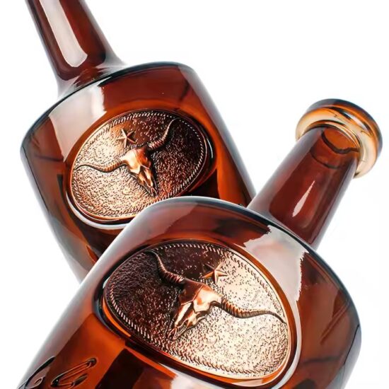 Embossed curved metal wine label with custom logo