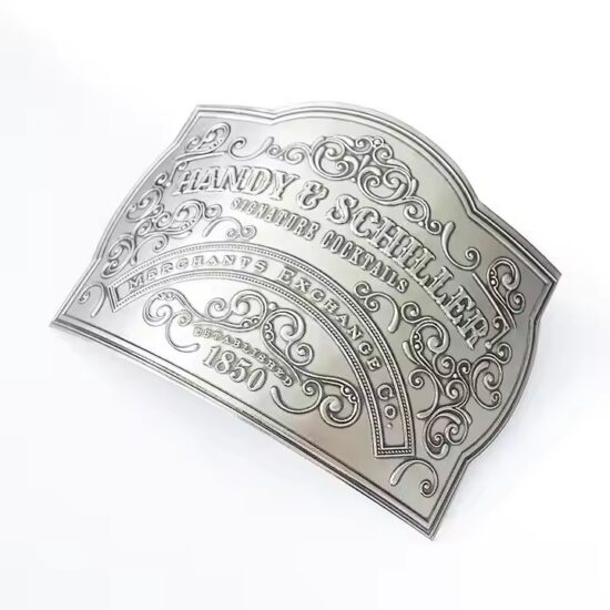 Custom luxury aluminum wine and whisky label with embossed finish