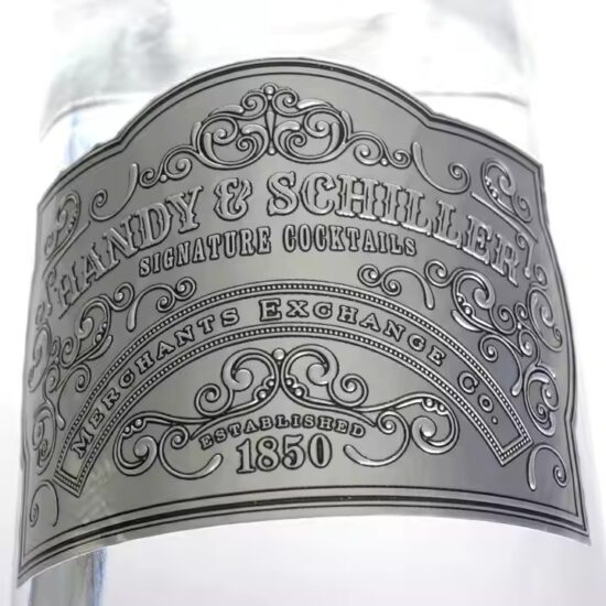 Custom luxury aluminum wine and whisky label with embossed finish