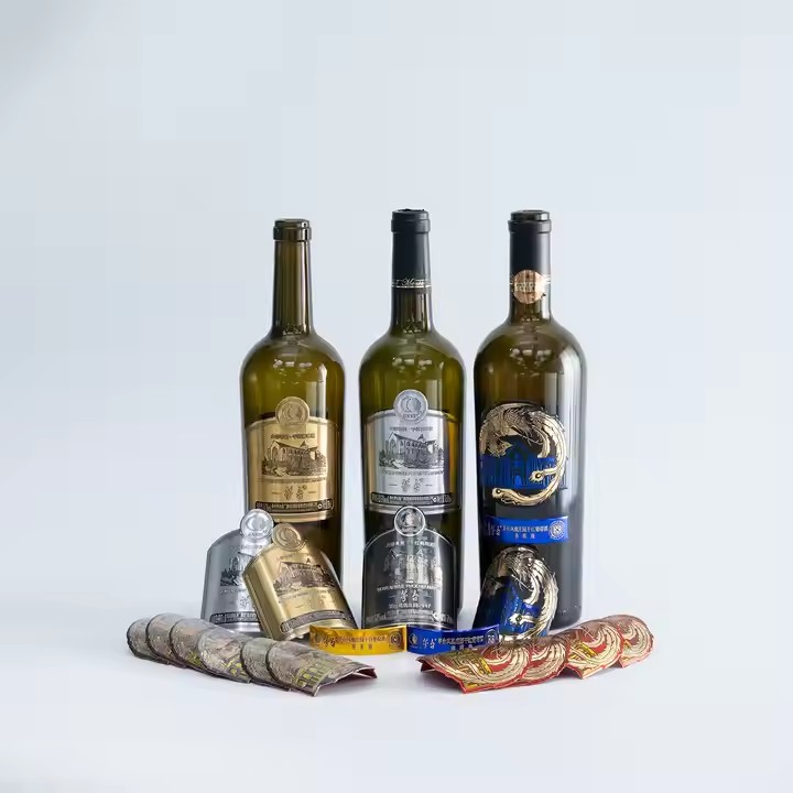 Custom embossed aluminum waterproof wine label for bottles