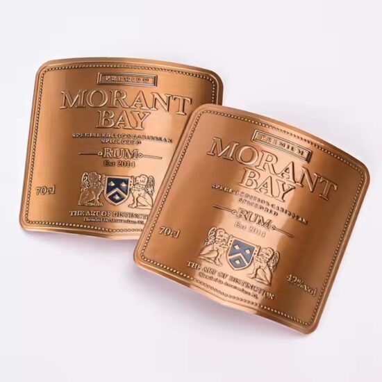 Custom Metal Labels for Wine and Champagne Bottles – Embossed Gold Finish